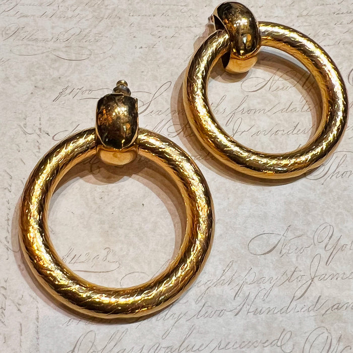 Vintage Door Knocker Gold Earrings