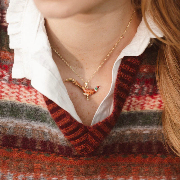 Pheasant drop pendant necklace  by Bill Skinner