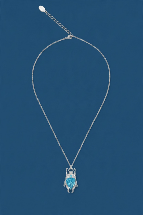 Icy blue bug necklace by Bill Skinner