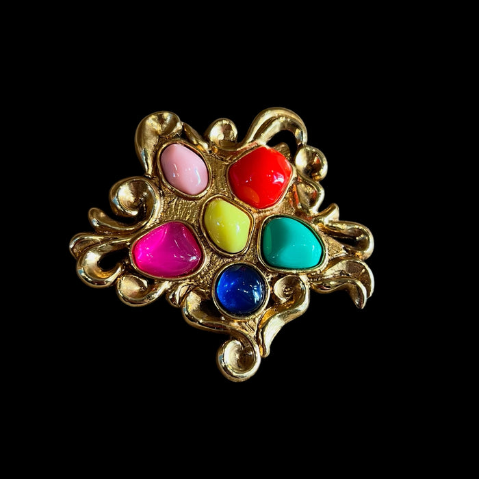 Christian Lacroix Gold And Multicoloured Stones