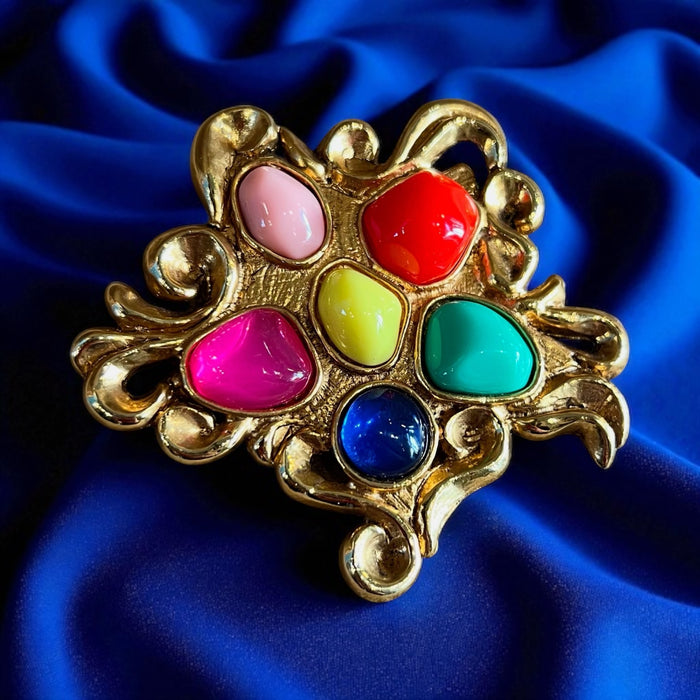 Christian Lacroix Gold And Multicoloured Stones