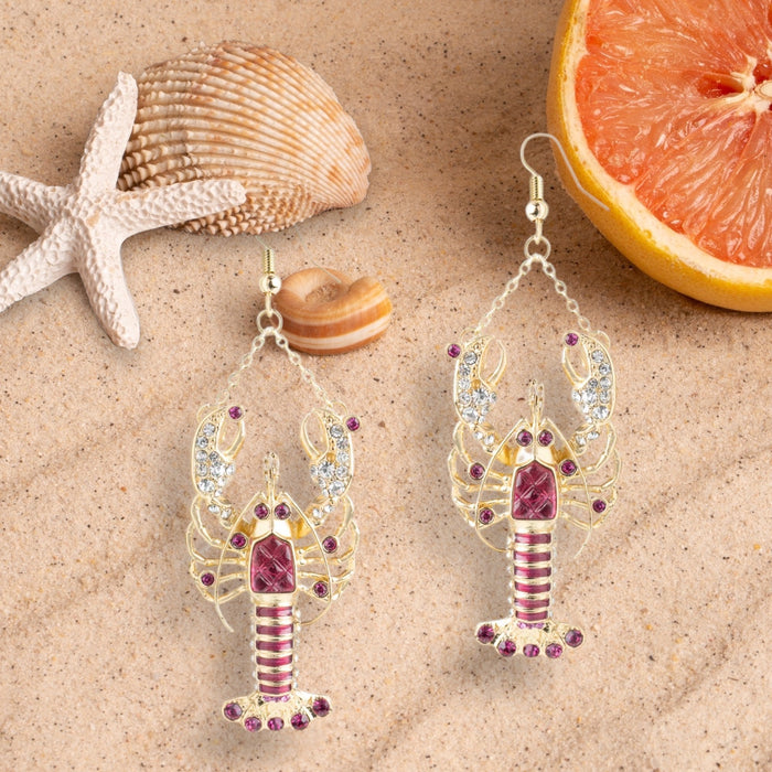Jewelled Lobster Earrings by Bill Skinner