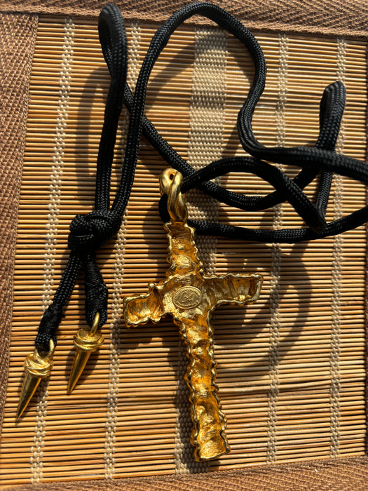 Reserved: Lacroix gold cross necklace