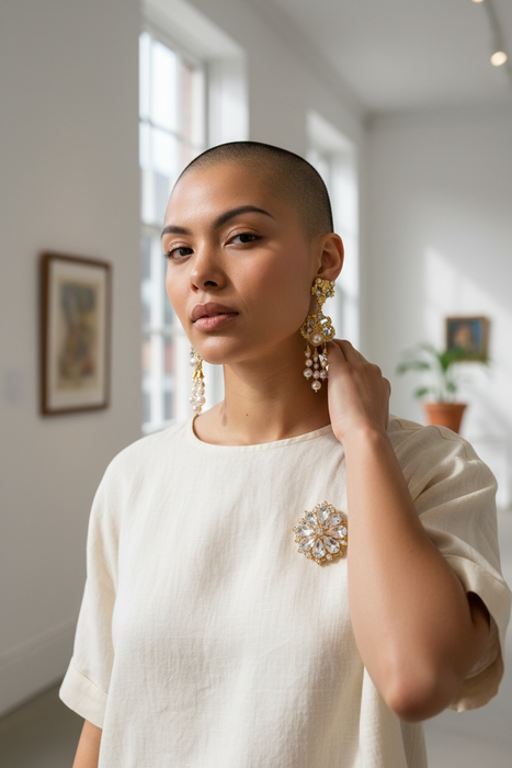 Large pearl chandelier earrings by Gianni Di Liguro.