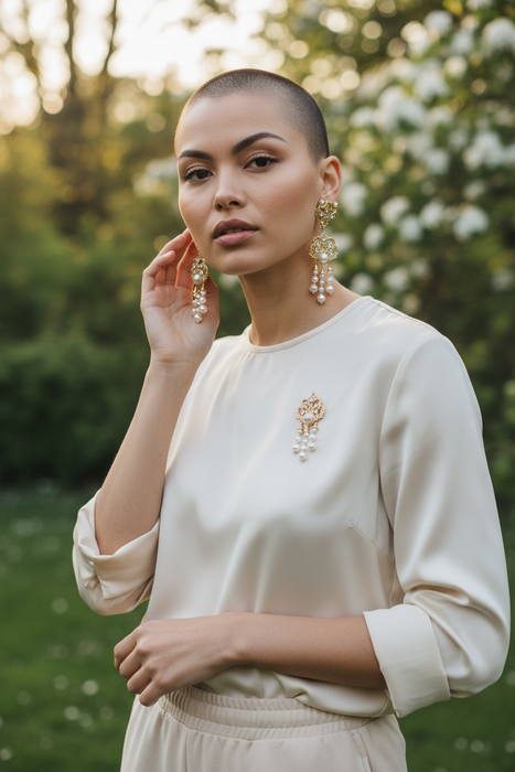 Large pearl chandelier earrings by Gianni Di Liguro.