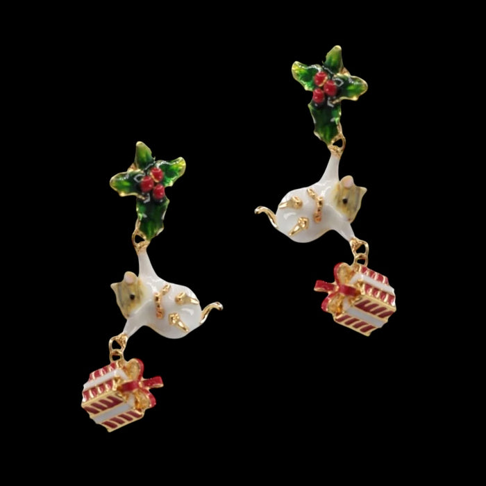 Christmas Mouse Earrings by Bill Skinner