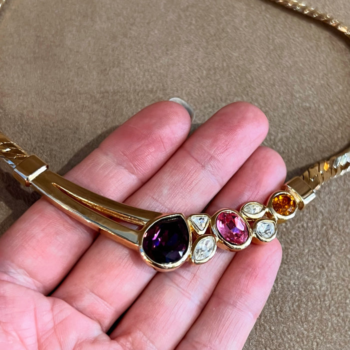 Grossé Vintage Necklace Pink, Purple, Crystal Gold