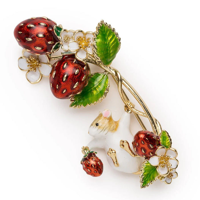 Strawberry Mouse brooch by Bill Skinner