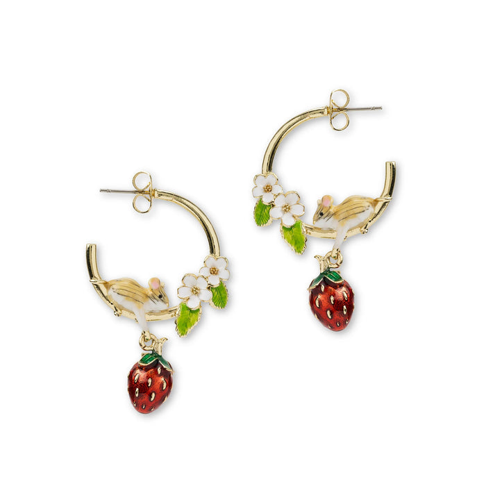 Strawberry hoop earrings by Bill Skinner