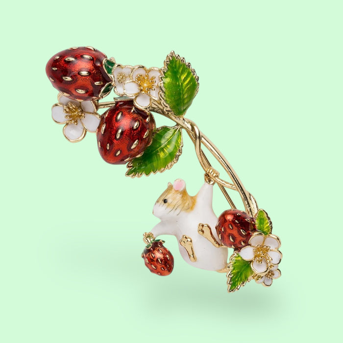 Strawberry Mouse brooch by Bill Skinner
