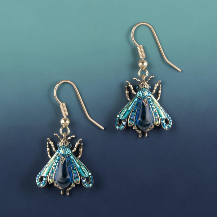 Blue Moth earrings by Bill Skinner