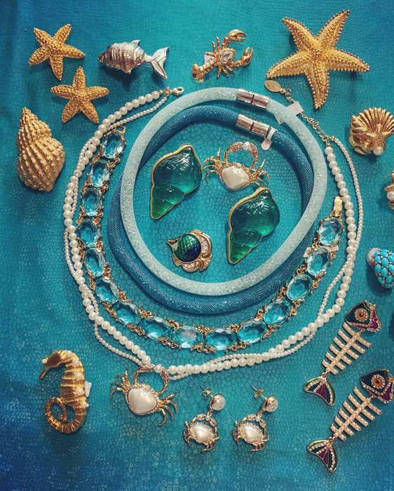 Turquoise sea shell big earrings