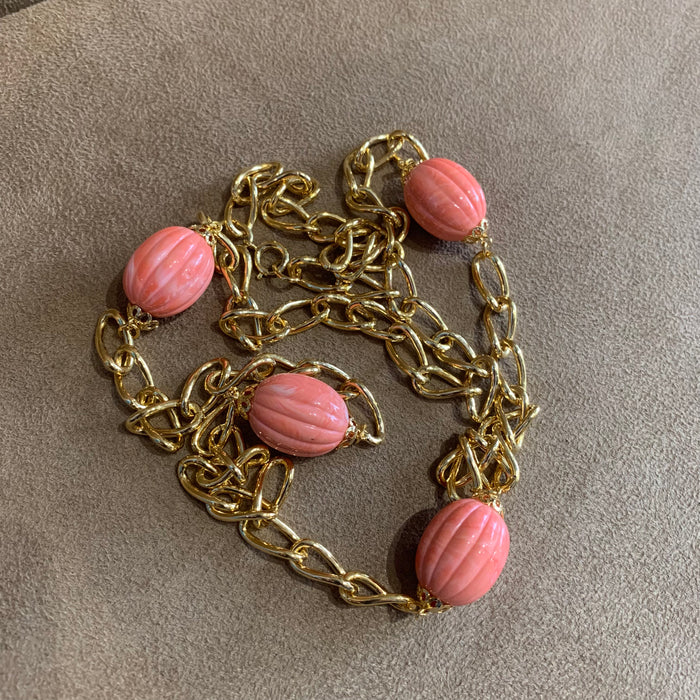 Vintage coral gold chain necklace
