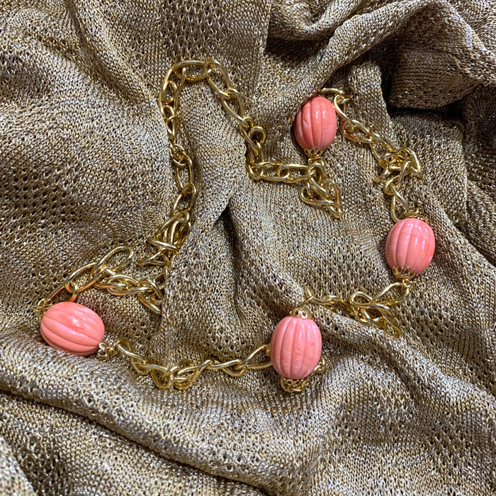 Vintage coral gold chain necklace