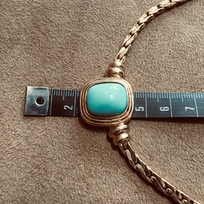 Christian Dior Turquoise Blue Glass and Gold Vintage necklace