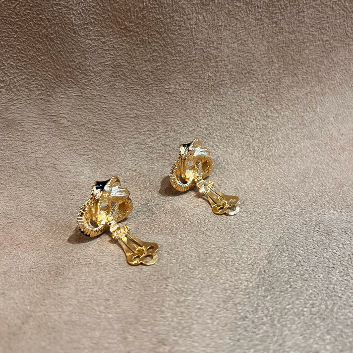 Vintage Black Gold Knot Clip On earrings