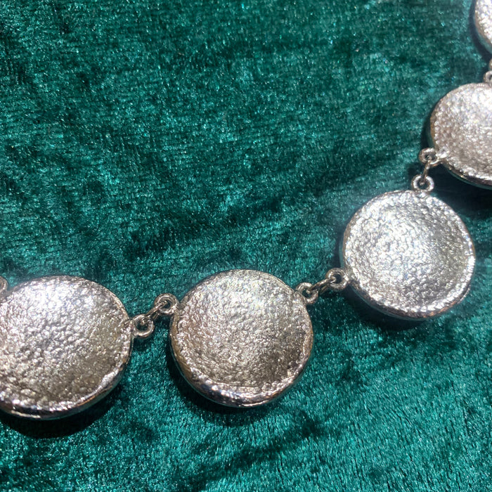 Silver glass pearl disc vintage necklace