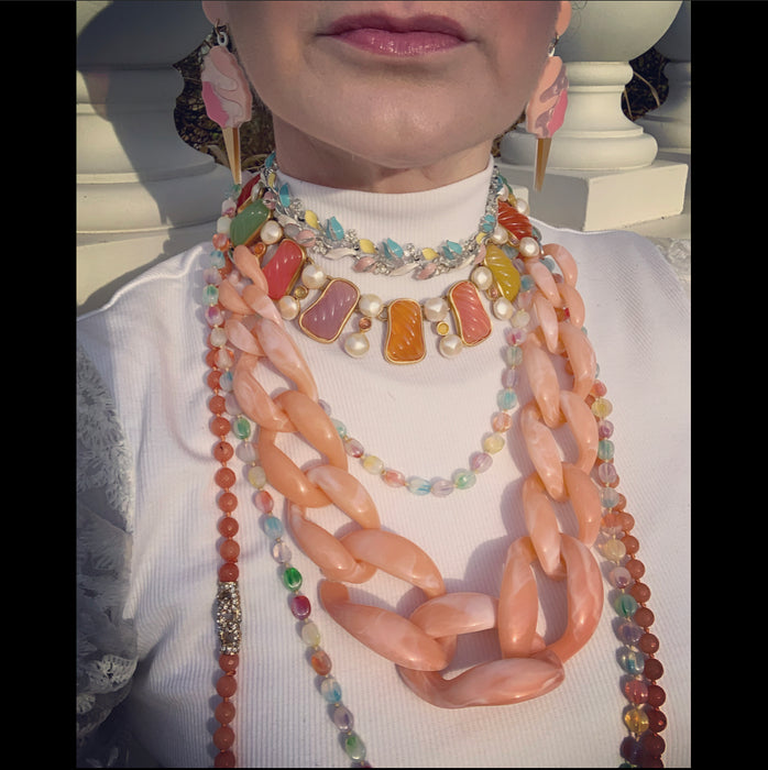 Peach Acrylic chain necklace
