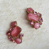 Schiaparelli Vintage Pink Glass Crystal Clip on Earrings - The Hirst Collection