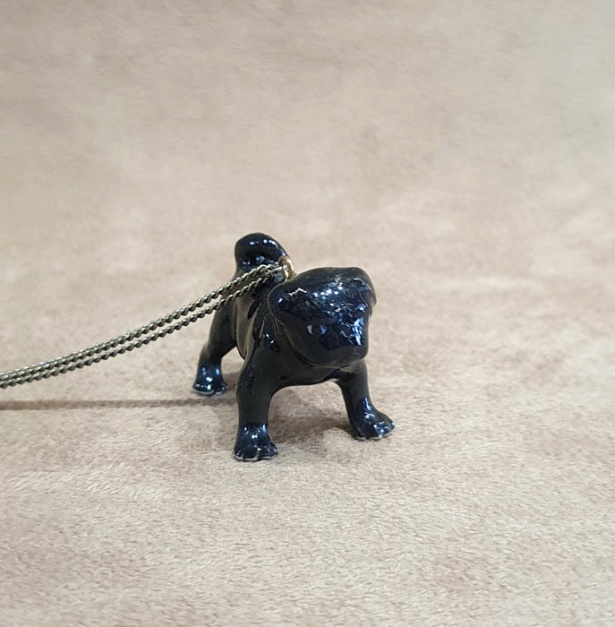 Black Pug Dog pendant by And Mary in porcelaine - The Hirst Collection