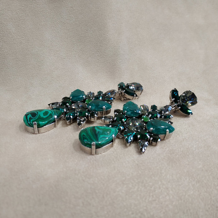 Malachite Emerald green statement earrings by Frangos - The Hirst Collection