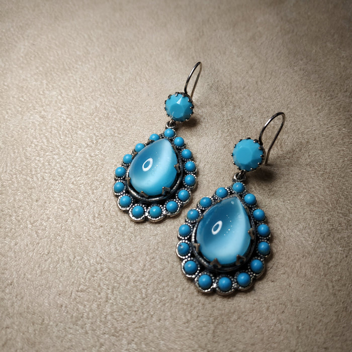 Askew London Blue Earrings Glass unsigned - The Hirst Collection