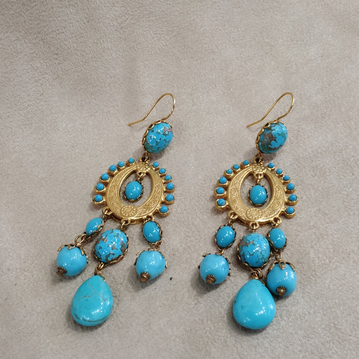 Turquoise Chandelier earrings by Askew London - The Hirst Collection