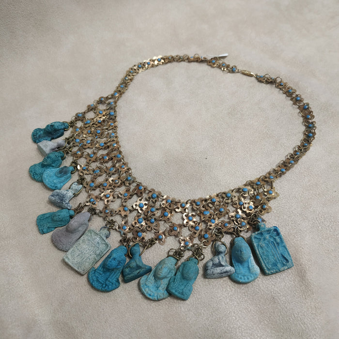 Egyptian Revival Charm Necklace Turquoise - The Hirst Collection