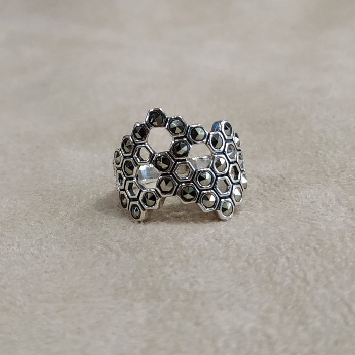 Honeycomb Ring in Silver Marcasite - The Hirst Collection