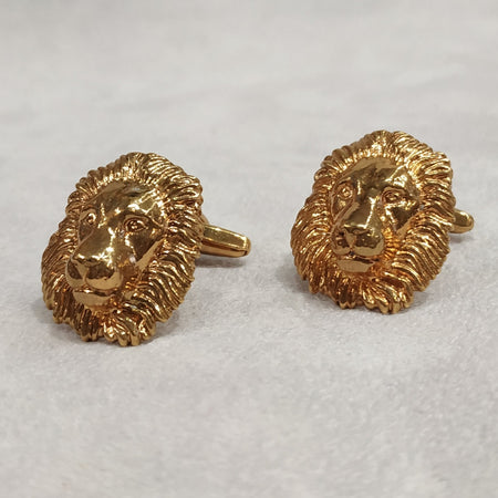 Golden Lion Head Cufflinks - The Hirst Collection