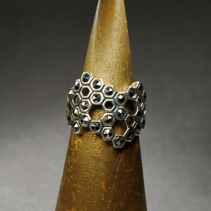 Honeycomb Ring in Silver Marcasite - The Hirst Collection