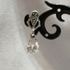 Clear Crystal Earrings Teardrop Silver Marcasite - The Hirst Collection