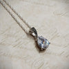 Clear Crystal Teardrop Pendant Silver Marcasite - The Hirst Collection