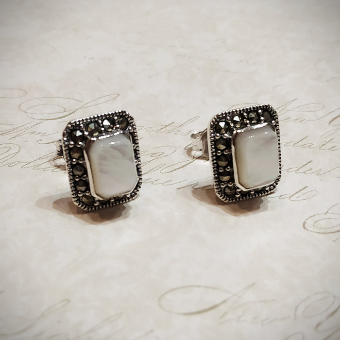 Mother of Pearl  Square Stud earrings - The Hirst Collection