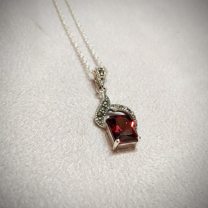 Art Deco Red Silver Pendant - The Hirst Collection