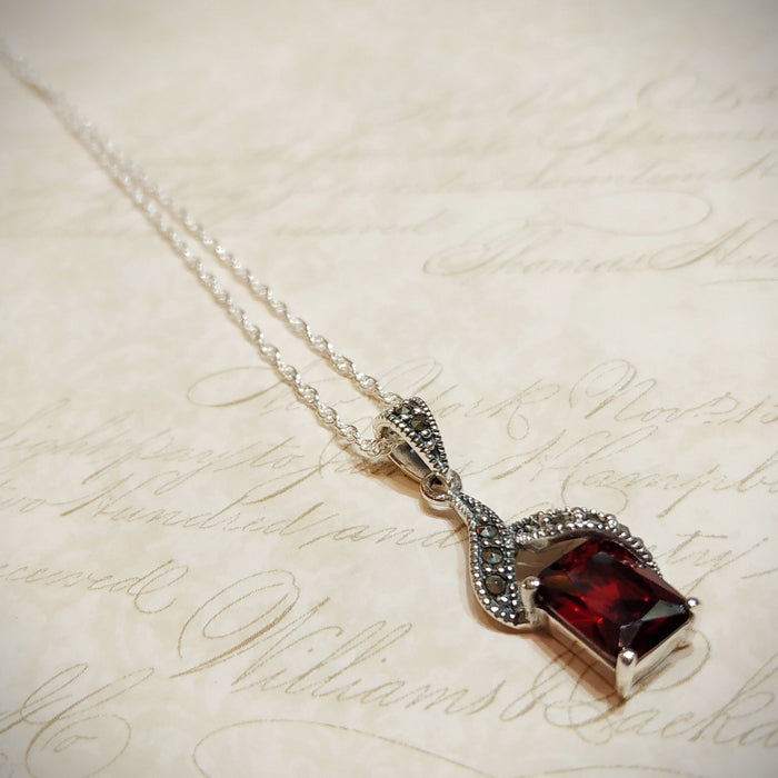 Art Deco Red Silver Pendant - The Hirst Collection