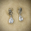 Clear Crystal Earrings Teardrop Silver Marcasite - The Hirst Collection