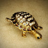 Turtle Brooch Gold Brown Enamel Glass Stones by Sardi - The Hirst Collection