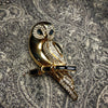 Vintage owl  brooch with sapphire blue - The Hirst Collection