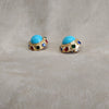 Vintage round multi colour turquoise clip on earrings - The Hirst Collection