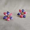 Pink Purple Vintage Enamel Flower Earrings - The Hirst Collection