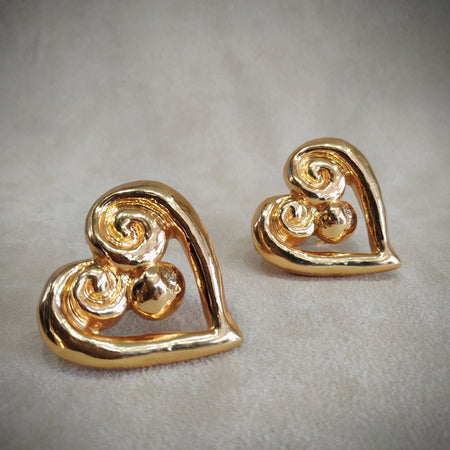 Christian Lacroix Gold Heart Earrings - The Hirst Collection