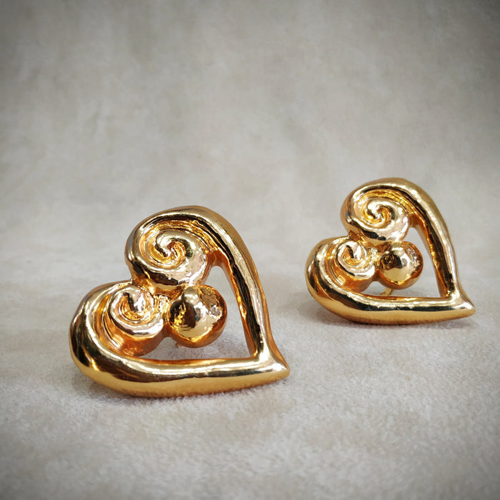 Christian Lacroix Gold Heart Earrings - The Hirst Collection