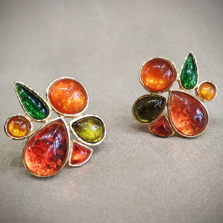 Les Bernard Amber clip on vintage earrings - The Hirst Collection