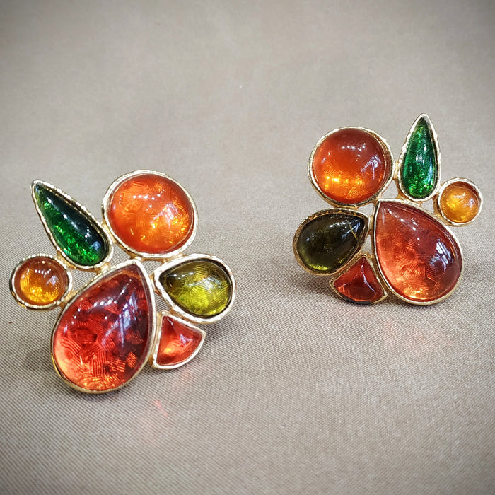 Les Bernard Amber clip on vintage earrings - The Hirst Collection