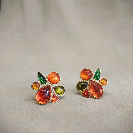 Les Bernard Amber clip on vintage earrings - The Hirst Collection