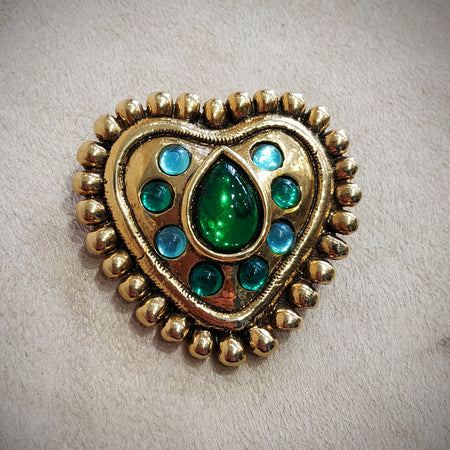 Golden Green Heart Brooch  by Satelite Paris - The Hirst Collection