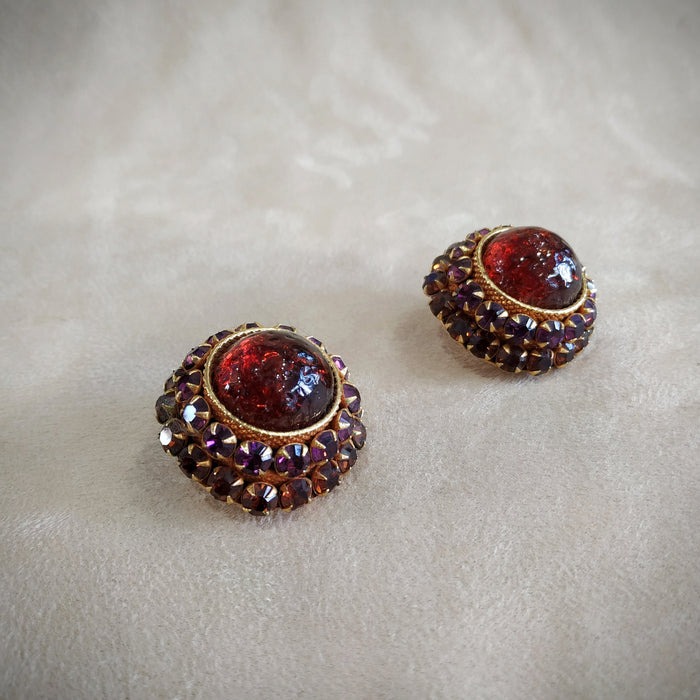 Dominique Aurientis statement Amber Purple Clip on Earrings - The Hirst Collection