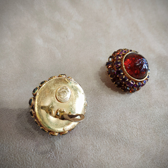 Dominique Aurientis statement Amber Purple Clip on Earrings - The Hirst Collection