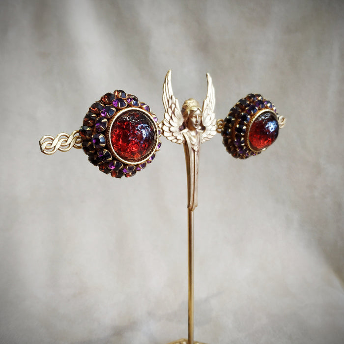 Dominique Aurientis statement Amber Purple Clip on Earrings - The Hirst Collection